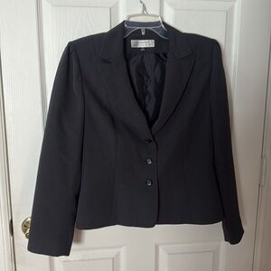 Women's Black Blazer with white dots tahari sz 10 with removable insert